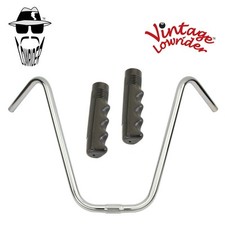 Original Lowrider 16" 25.4 Ape Handlebar Chrome 120mm Grips Solid/Black
