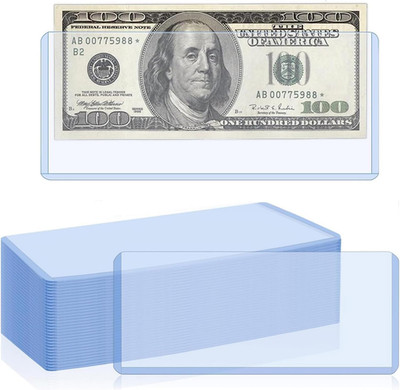 16 Pack Dollar Bill Sleeves, 6.8'' X 2.9'' Banknotes Top-Insert Holders, Hard Plas