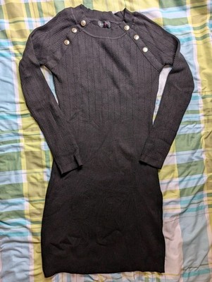 Melrose Damen Strickkleid mit Knöpfen Schwarz Größe 42