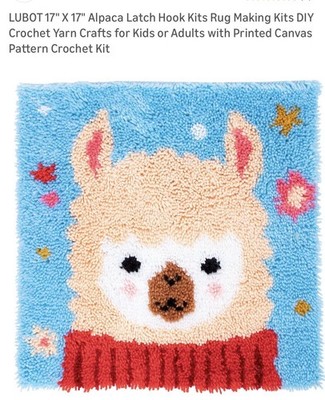 LUBOT 17X 17Alpaca Latch Hook Kits RugMakingKits DIY Crochet Yarn For Kids Adult