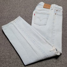 Levis Jeans Women 26x27 Blue Ribcage Straight Ankle Denim Distressed Button Fly