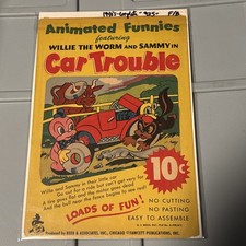 Animated Funnies Featuring Willie The Worm  Sammy in Car Trouble Cutout Toy