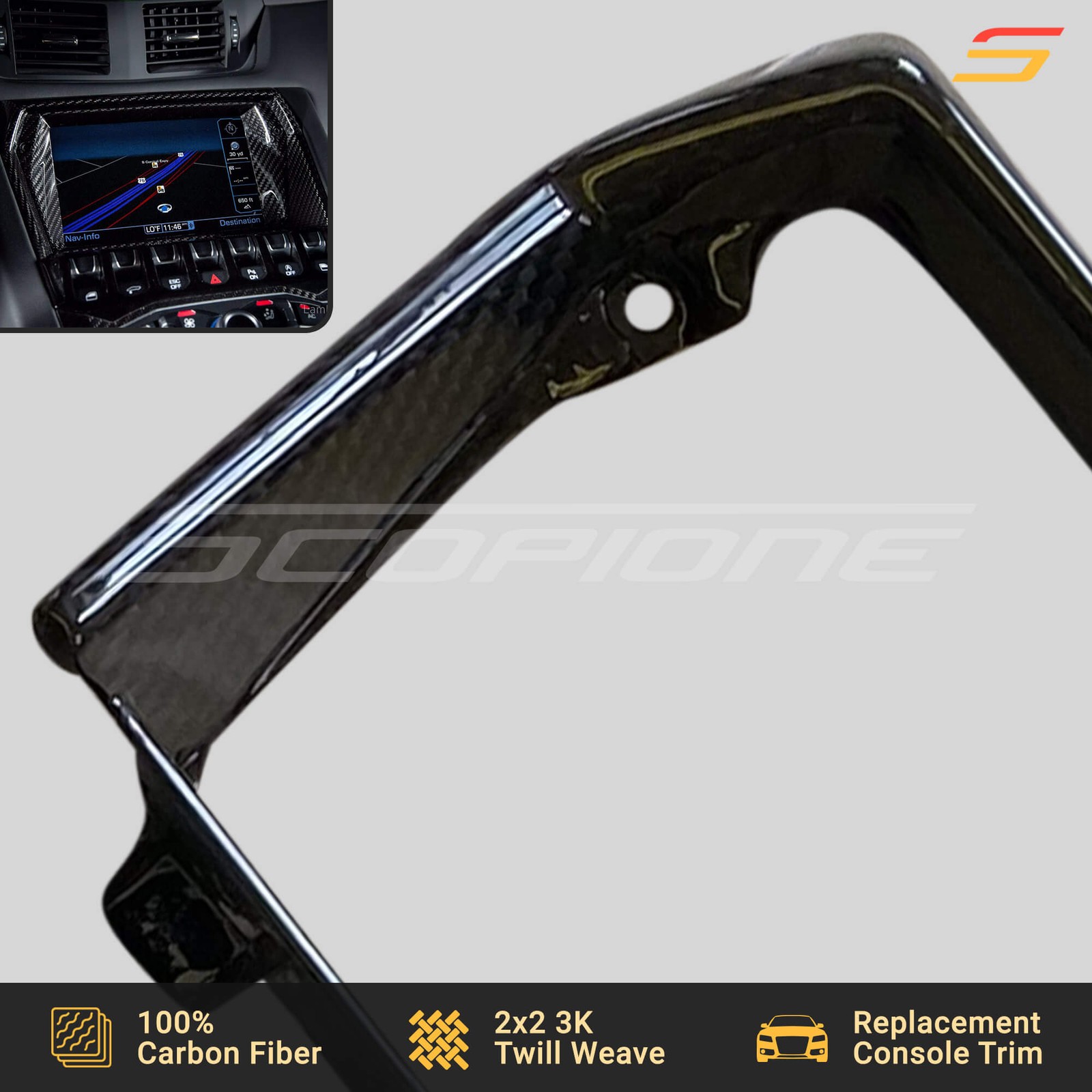 Scopione Carbon Fiber Center Screen Console Outer Trim for Lamborghini Aventador