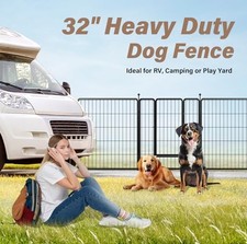 BLACK - SIMPLE DELUXE DOG PLAYPEN INDOOR OUTDOOR, 32" HEIGHT 8 PANELS FENCE WITH