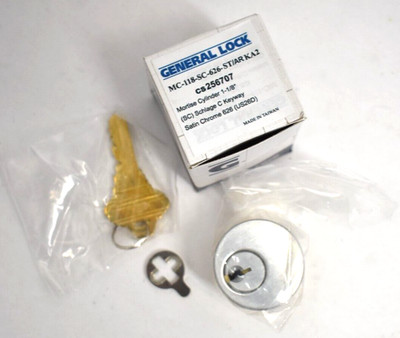 General Lock Mortise Cylinder Schlage C Keyway Satin Chrome 1-1/8'' CS256707