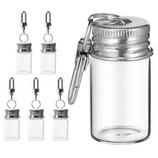 Reusable Mini Glass Bottles Keychain 6Pcs Small Transparent Decorative Jars