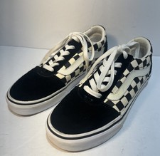 VANS "Off the Wall" Old Skool Black Checkerboard Sneakers Sz 6 Womens - NWOB