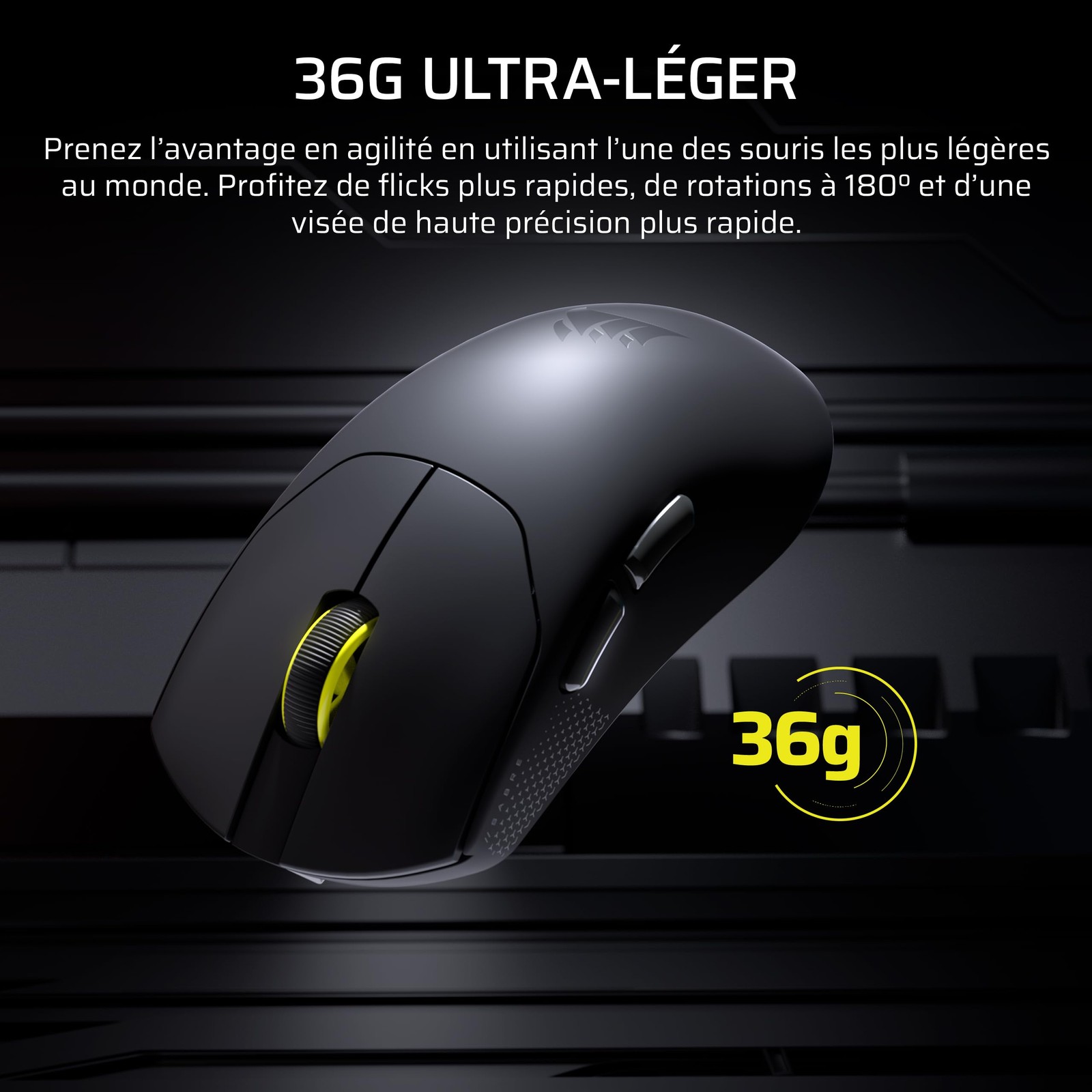 Souris gaming sans fil SABRE v2 PRO 33 000 DPI ultralégère - 4