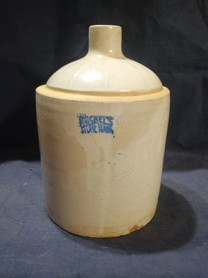 Antique Ruckel s Stoneware 1-Gal Jug White Hall Illinois Pottery 1900