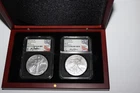 2025 American Silver Eagle NGC MS70 FDI 2 COIN SET  - RYDER/GAUDIOSO Signed
