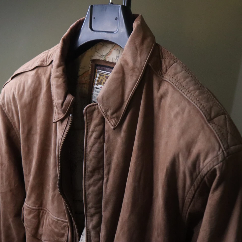 Винтажная кожаная куртка-бомбер G-III Global Identity размер большой коричневый - Изображение 2 из 4