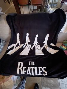 RARE Version The Beatles Black White Fleece Throw Blanket 50 x 60 Apple Corps