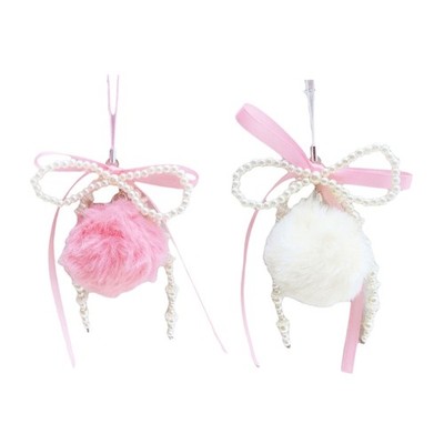 Unique Pearls Bowknot Hairball Keychain Charm for Fashion Accessorizing