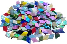 Magic Iridescent Mosaic Tiles for Crafts, 530 Pieces Colorful Stained Glass Shee