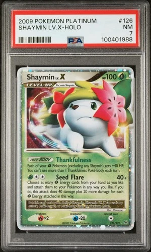 2009 POKEMON PLATINUM #126 SHAYMIN LV.X-HOLO PSA 7