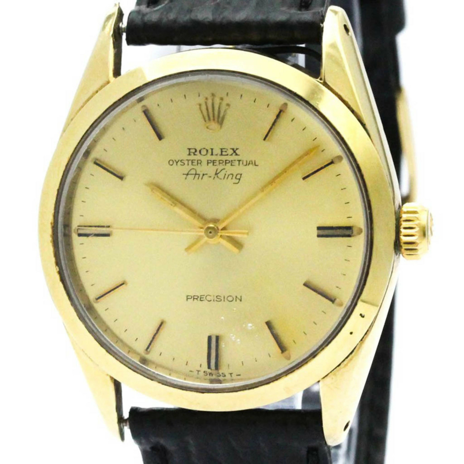 Rolex (ROLEX) Air King 5520 Gold Plate Leather Automatic Men s Watch Used