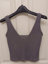 Free People Intimately Ribbed Cropped Tank Top Gray XS/S