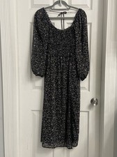 ASTR the Label Black Purple Floral Dress Size XS Midi Length Boho Prairie