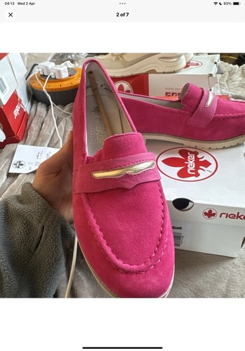 Rieker Hot Pink Leather Loafers. Uk Size 5 - Picture 6 of 6