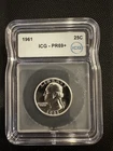 1961 Washington Quarter ICG PR69+ Silver Proof 25C High Grade Coin Holder