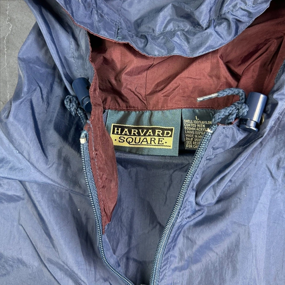 Chaqueta Pullover Rompevientos Vintage Harvard Square Newport RI Azul Marino L Foto 3 de 3