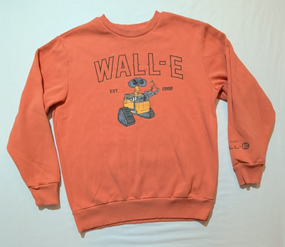 Disney Pixar Wall-E Sweatshirt Men s Small Orange Embroidered Pullover Crewneck