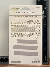 Spellbinders GLP-303 Paper Arts Hot Foil Plate & Die Set Sentiment Kit BANNER