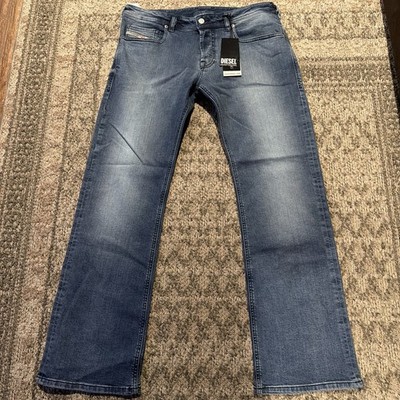 Diesel 2007 Zatiny Slim Bootcut Jeans RE021 Blue Mens 34x32 Button Fly MSRP $250