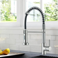 Robinet Cuisine Mitigeur Douchette Extensible 360° 2 Modes Nickel Brossé