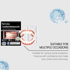 Moldable Silicone Dentures Upper Lower False Teeth Set Instant Smile Toothbrush