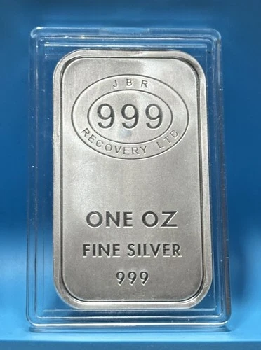 J B R Recovery LTD ONE OZ .999 FINE SILVER Bar • Beautiful Precious Metal ⭐️