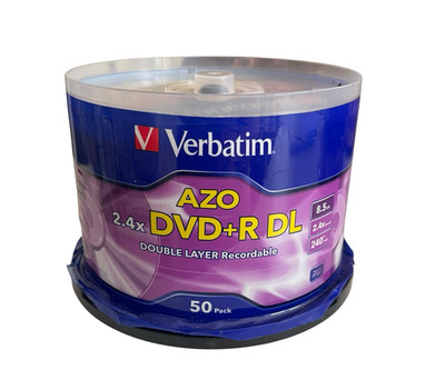 NEW Verbatim 2.4x DVD-R DL 8.5GB 240 Min - 50 Pack AZO DVDs Double Layer Record