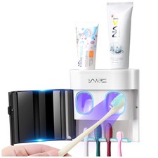 Dustproof Cover Toothbrush Holder Wall Mounted Automatic Dispenser for Shower...