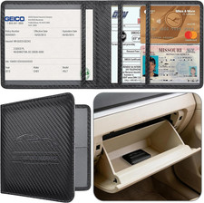 Car Registration and Insurance Holder, Premium Pu Leather Vehicle Glove Box Orga