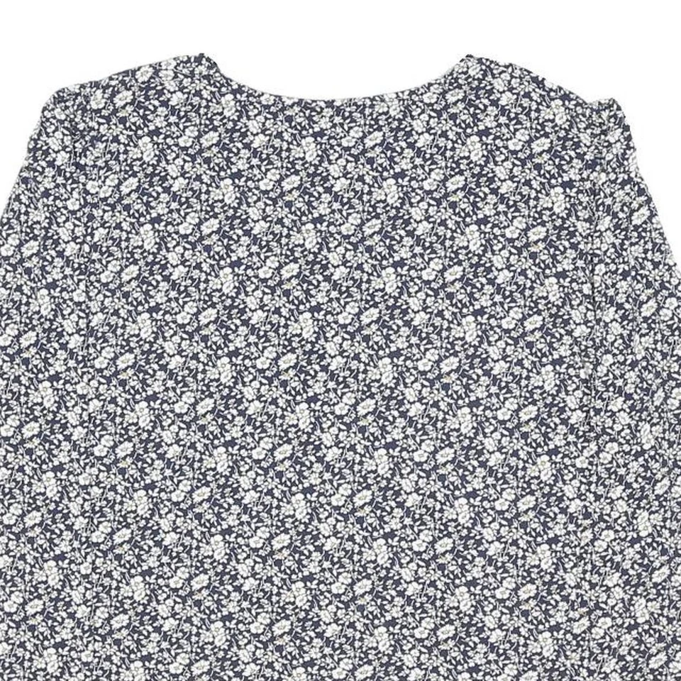 TU Blouse Col Rond Manches Longues Coton Mélangé Bleu Blanc Floral - Photo 4/4
