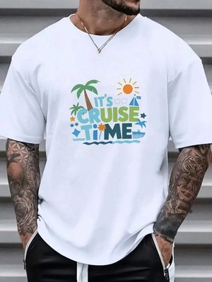 Men's Cruise Black T - Shirt, ''It's Cruise Time'' Vacation Graphic Print