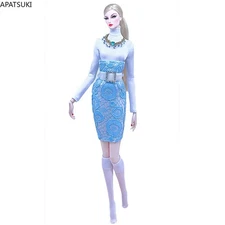 Fashion Clothes Set For 11.5" Doll Outfits Top Skirt Belt Socks 1:6 Accessories