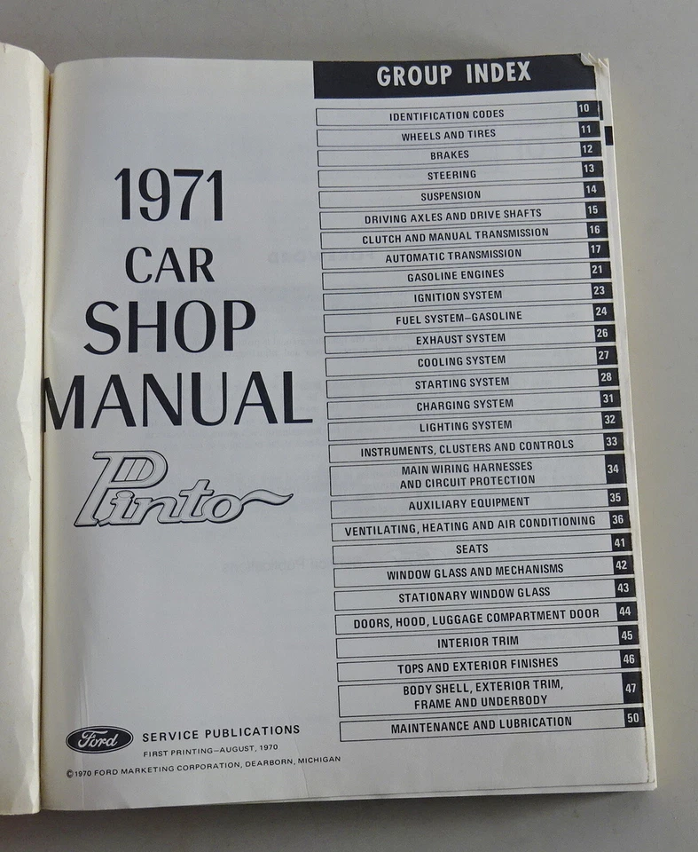 Manual de Taller Ford Pinto Año Modelo 1971 - Imagen 2 de 4