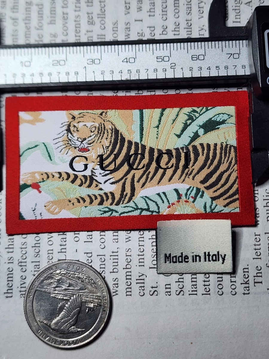 GUCCI CLOTHING LABEL TIGER RED 73 MM 2 PCS AS SHOWN MADE IN GUCCI CLOTHING LABEL TIGER RED 73 MM 2 PCS AS SHOWN MADE IN