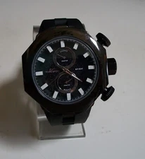 Men's Tecno Sport Black Finish Black Silicone Band Fashion Casual Hip Hop Watch