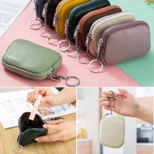 Women Leather Wallet Card Holder Small Clutch Mini Coin Purse with Keychain Gift