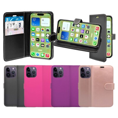 Für Apple iPhone 16 Pro Max Hülle Wallet Flip PU Leder Kartenfach Etui Cover