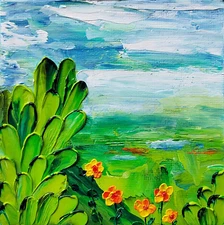 Original Oil Painting Landscape Impasto Artwork 4x4" in Gallery wall art