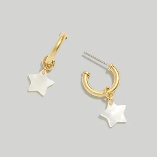 Madewell Mother of Pearl Star Huggie Hoop Earrings