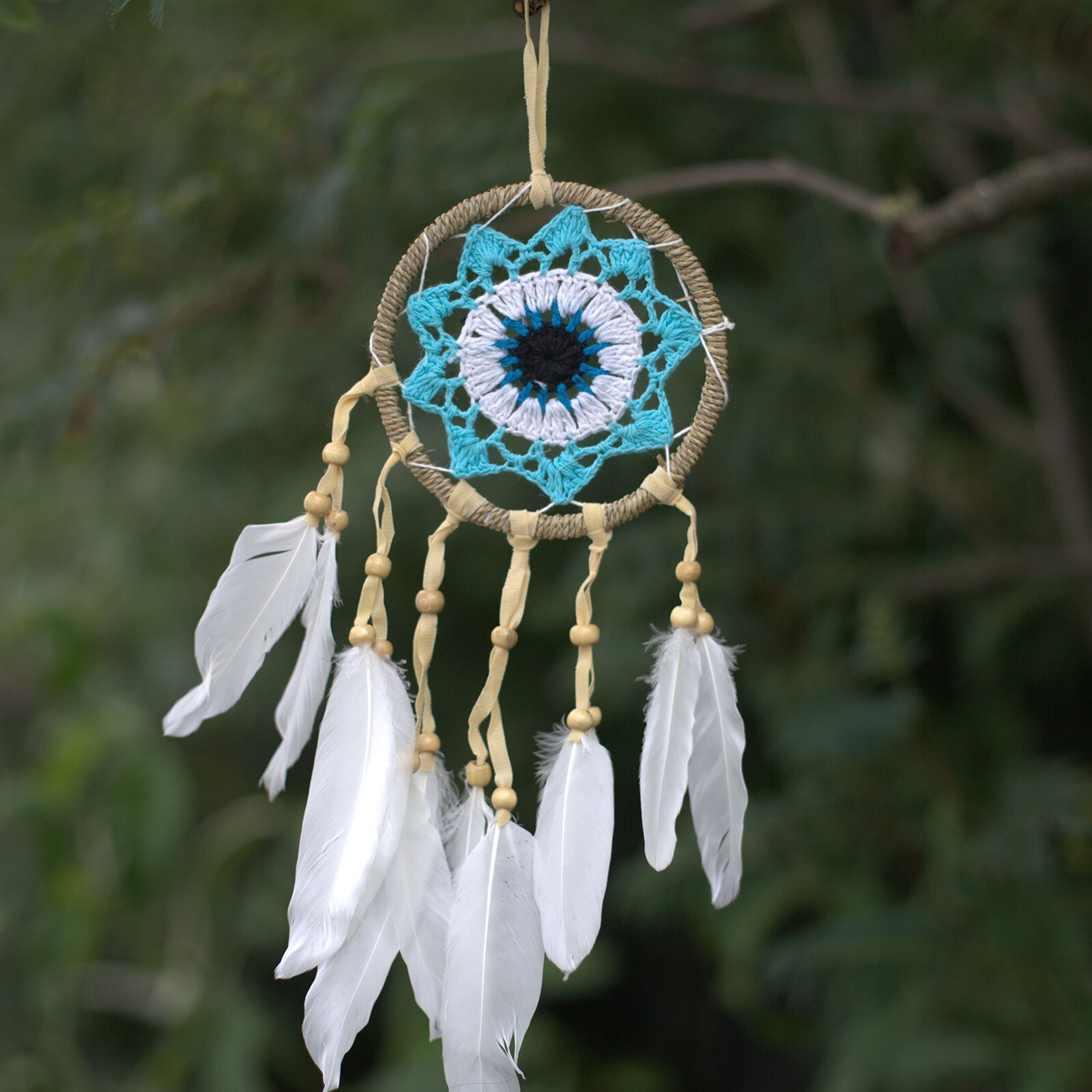 Dream Catchers - 6x Pastel Blue Macramé  12cm (assorted patterns)