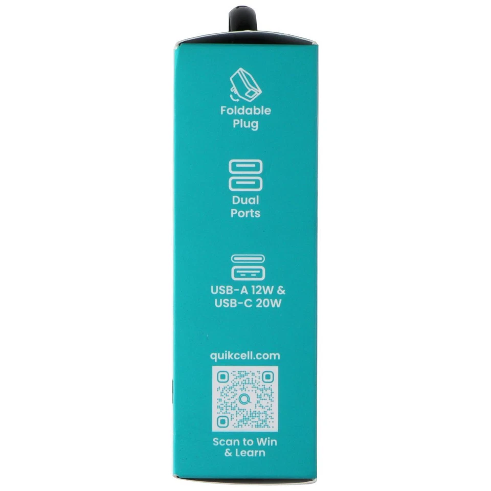 Cargador de pared Quikcell 32W doble puerto (USB-C y USB-A) PD - negro Foto 2 de 3