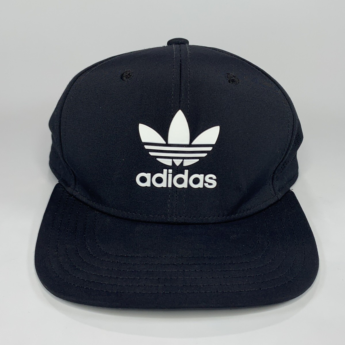 Adidas Trefoil Snapback Adjustable White Black Logo Spell Out Baseball Hat OSFY Adidas Trefoil A2L001 White Modern Adjustable Baseball Cap  main image 2