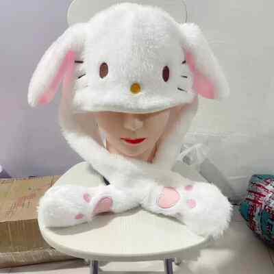 sanrio character cute Hello kitty warm winter hut ear moves