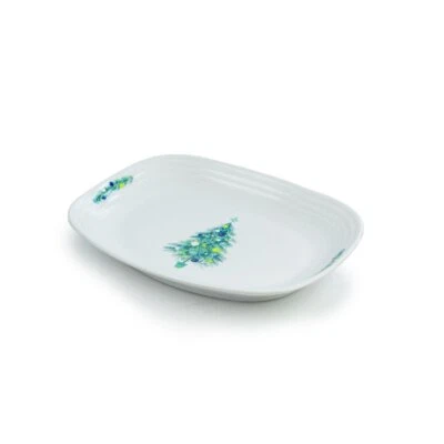 Fiesta® 11.75" Rectangular Platter | Blue Christmas Tree (White)