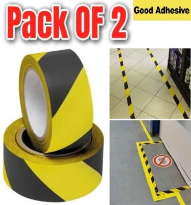 FM 10M BLACK AND YELLOW PVC ROLL SELF ADHESIVE HAZARD SAFETY CAUTION WARNING TAPE